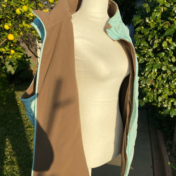 EDDIE BAUER FULL ZIP VEST LIGHT BLUE & BROWN INSULATED JACKET Sz 4X EUC - Picture 4 of 12